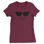 Emoticon Sunglasses Smile Face Womens T-shirt - Maroon / Womens X-Small