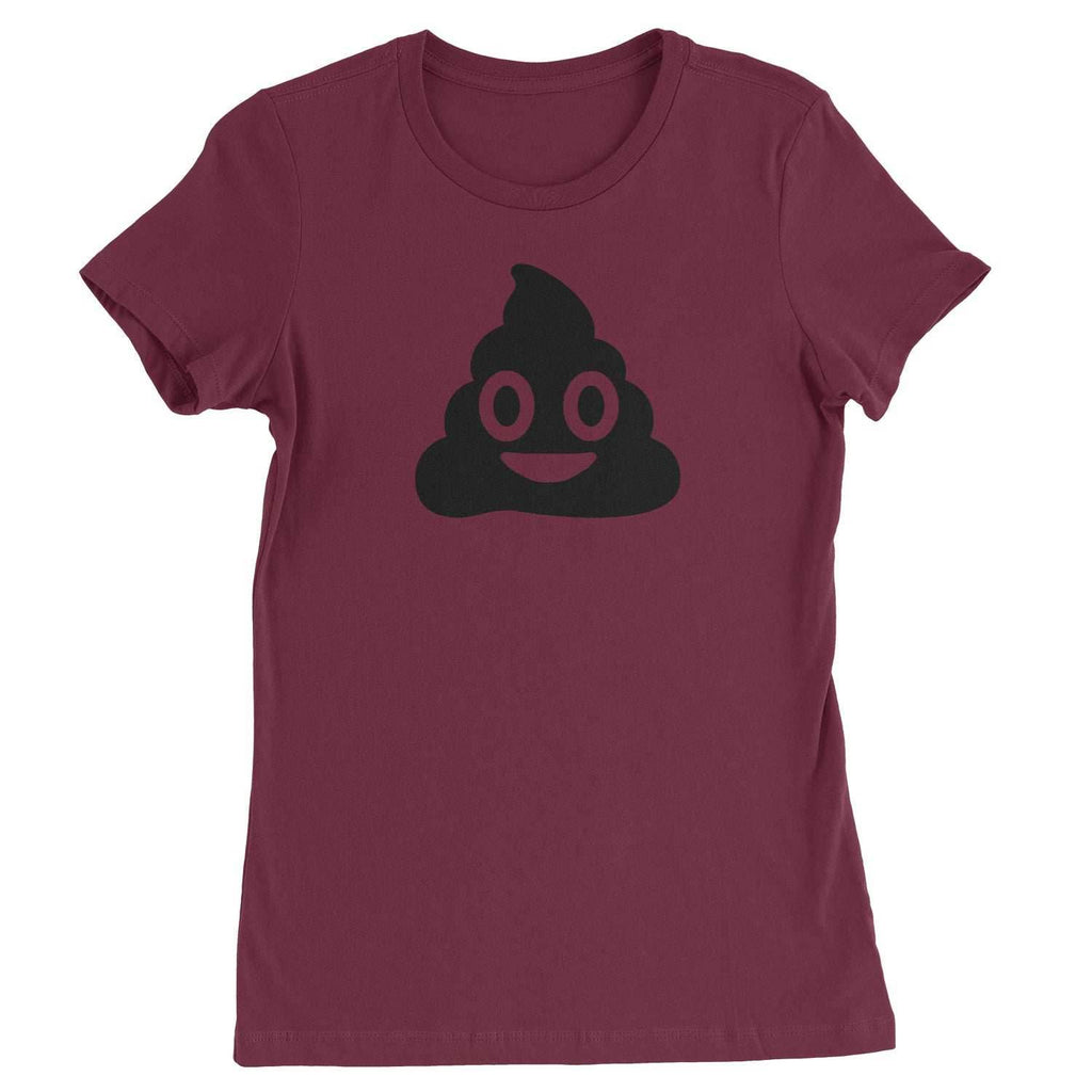Emoticon Poop Face Smile Face Womens T-shirt - Maroon / Womens X-Small