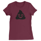 Emoticon Poop Face Smile Face Womens T-shirt - Maroon / Womens X-Small