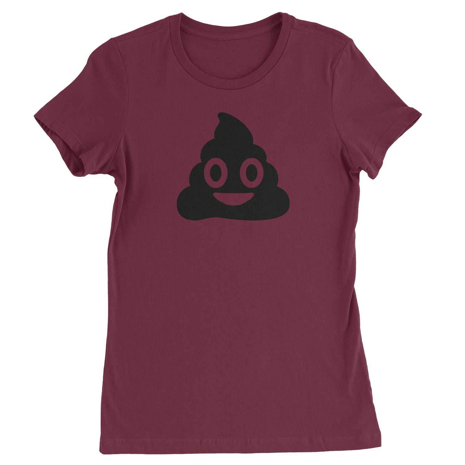 Emoticon Poop Face Smile Face Womens T-shirt - Maroon / Womens X-Small