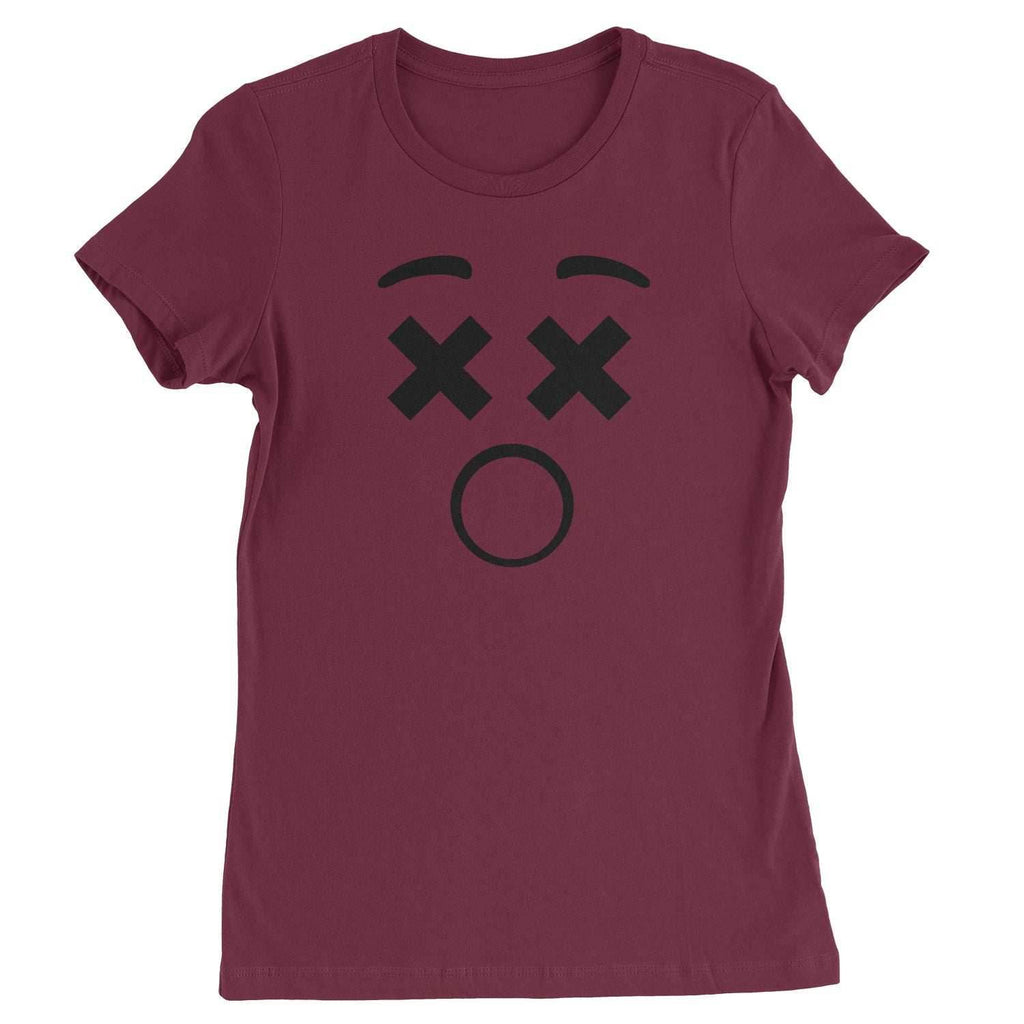 Emoticon XX Eyes Smile Face Womens T-shirt - Maroon / Womens X-Small