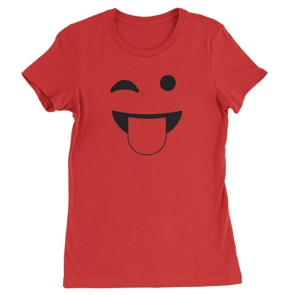 Emoticon Tongue Hanging Out Smile Face Womens T-shirt - Red / Womens X-Small
