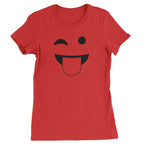 Emoticon Tongue Hanging Out Smile Face Womens T-shirt - Red / Womens X-Small