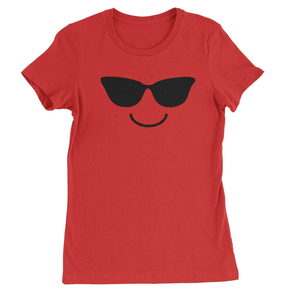 Emoticon Sunglasses Smile Face Womens T-shirt - Red / Womens X-Small