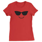 Emoticon Sunglasses Smile Face Womens T-shirt - Red / Womens X-Small