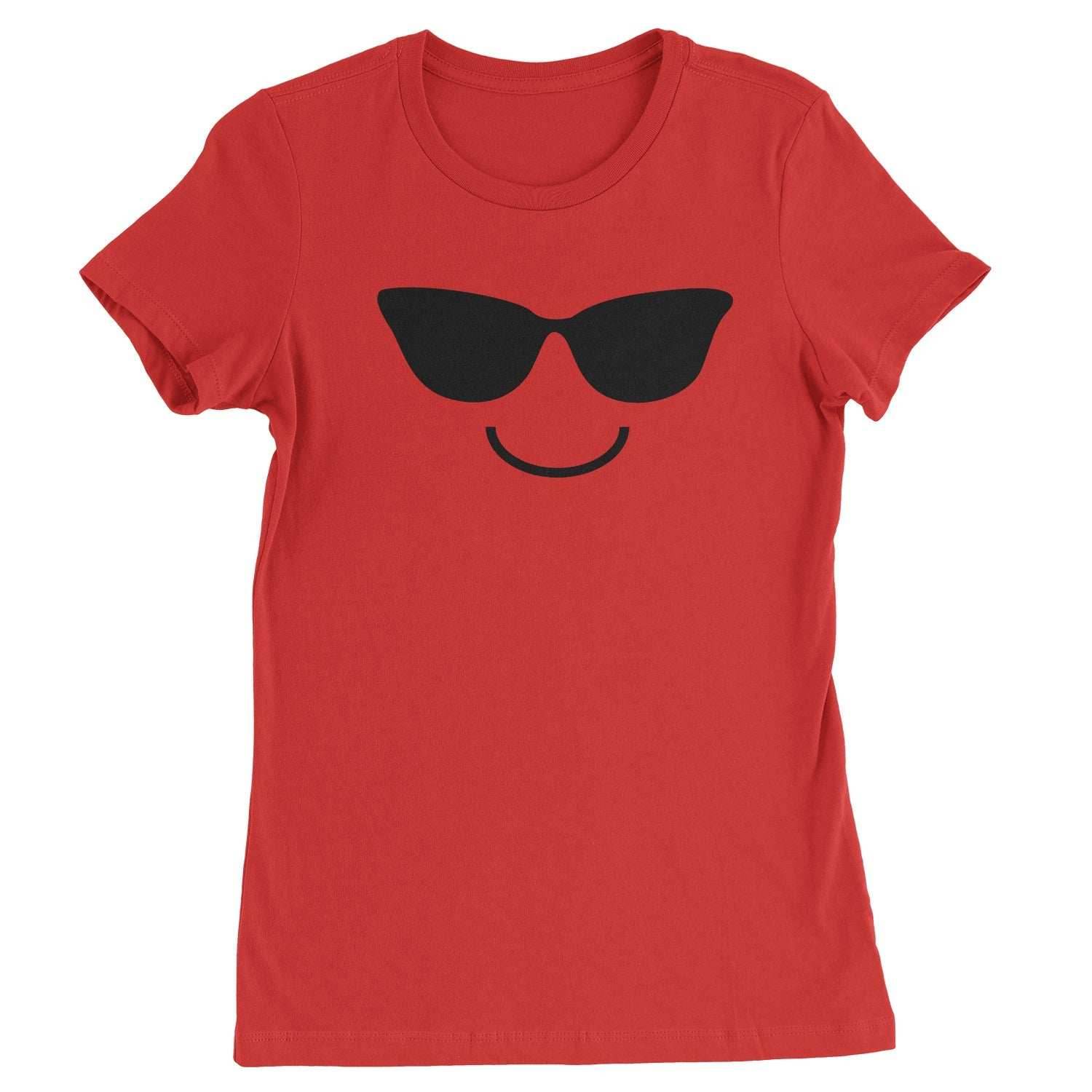 Emoticon Sunglasses Smile Face Womens T-shirt - Red / Womens X-Small