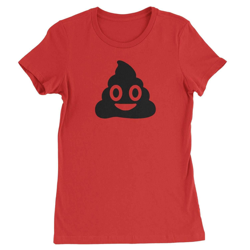 Emoticon Poop Face Smile Face Womens T-shirt - Red / Womens X-Small
