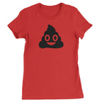 Emoticon Poop Face Smile Face Womens T-shirt - Red / Womens X-Small