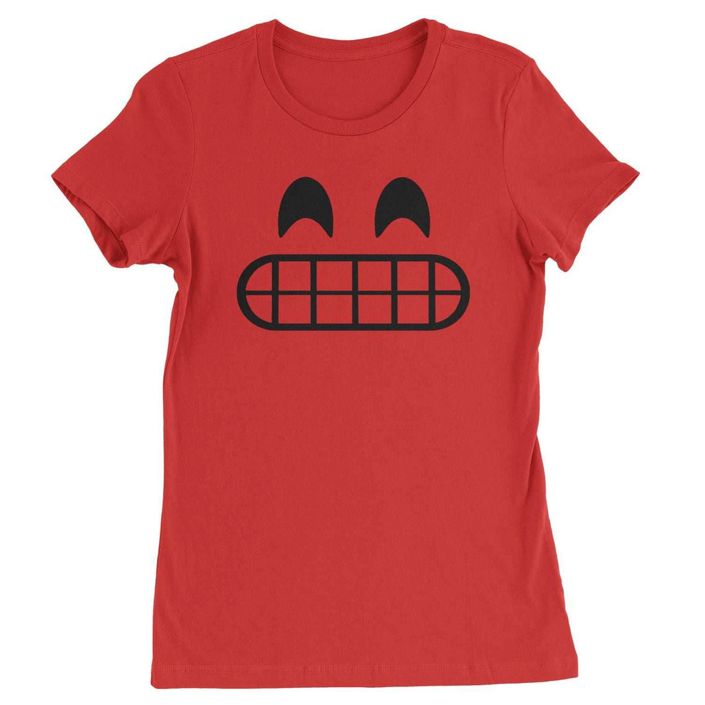 Emoticon Grinning Smile Face Womens T-shirt - Red / Womens X-Small