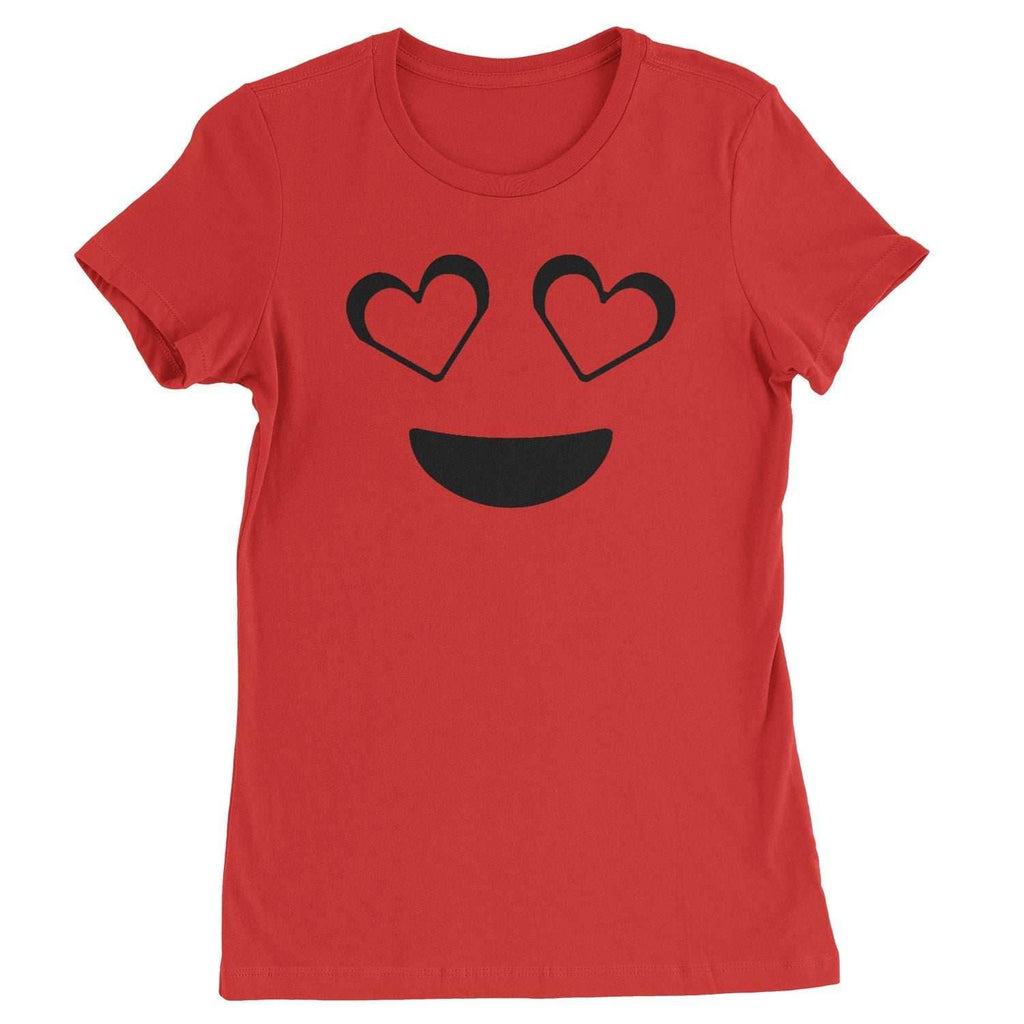 Emoticon Heart Eyes Smile Face Womens T-shirt - Red / Womens X-Small
