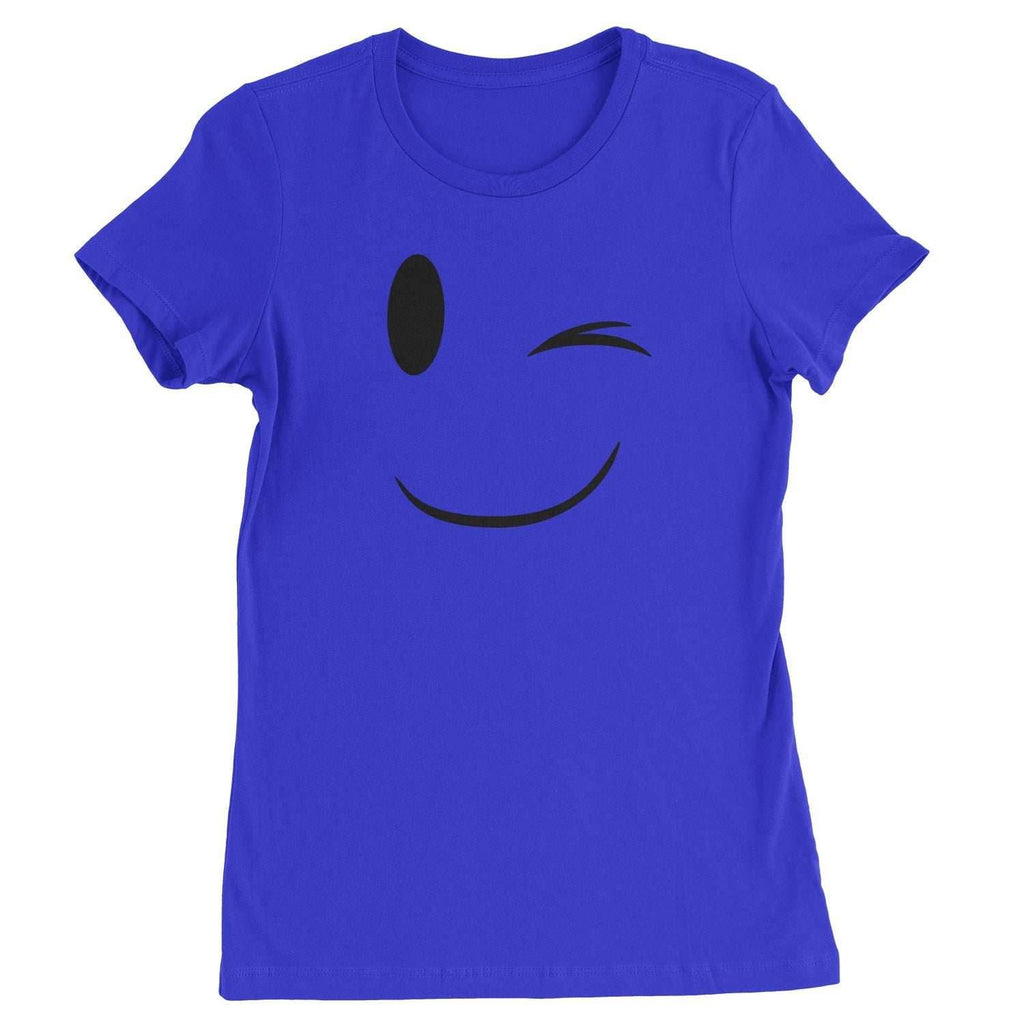 Emoticon Winking Smile Face Womens T-shirt - Royal Blue / Womens X-Small