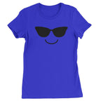 Emoticon Sunglasses Smile Face Womens T-shirt - Royal Blue / Womens X-Small