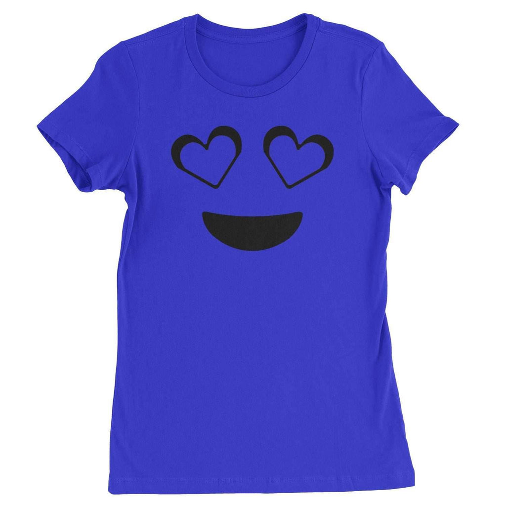 Emoticon Heart Eyes Smile Face Womens T-shirt - Royal Blue / Womens X-Small