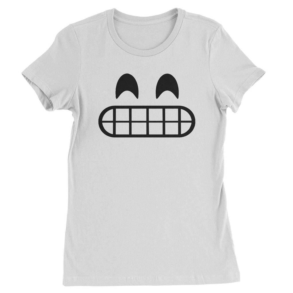 Emoticon Grinning Smile Face Womens T-shirt - White / Womens X-Small