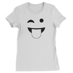Emoticon Tongue Hanging Out Smile Face Womens T-shirt - White / Womens X-Small