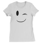 Emoticon Winking Smile Face Womens T-shirt - White / Womens X-Small