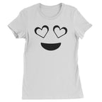 Emoticon Heart Eyes Smile Face Womens T-shirt - White / Womens X-Small