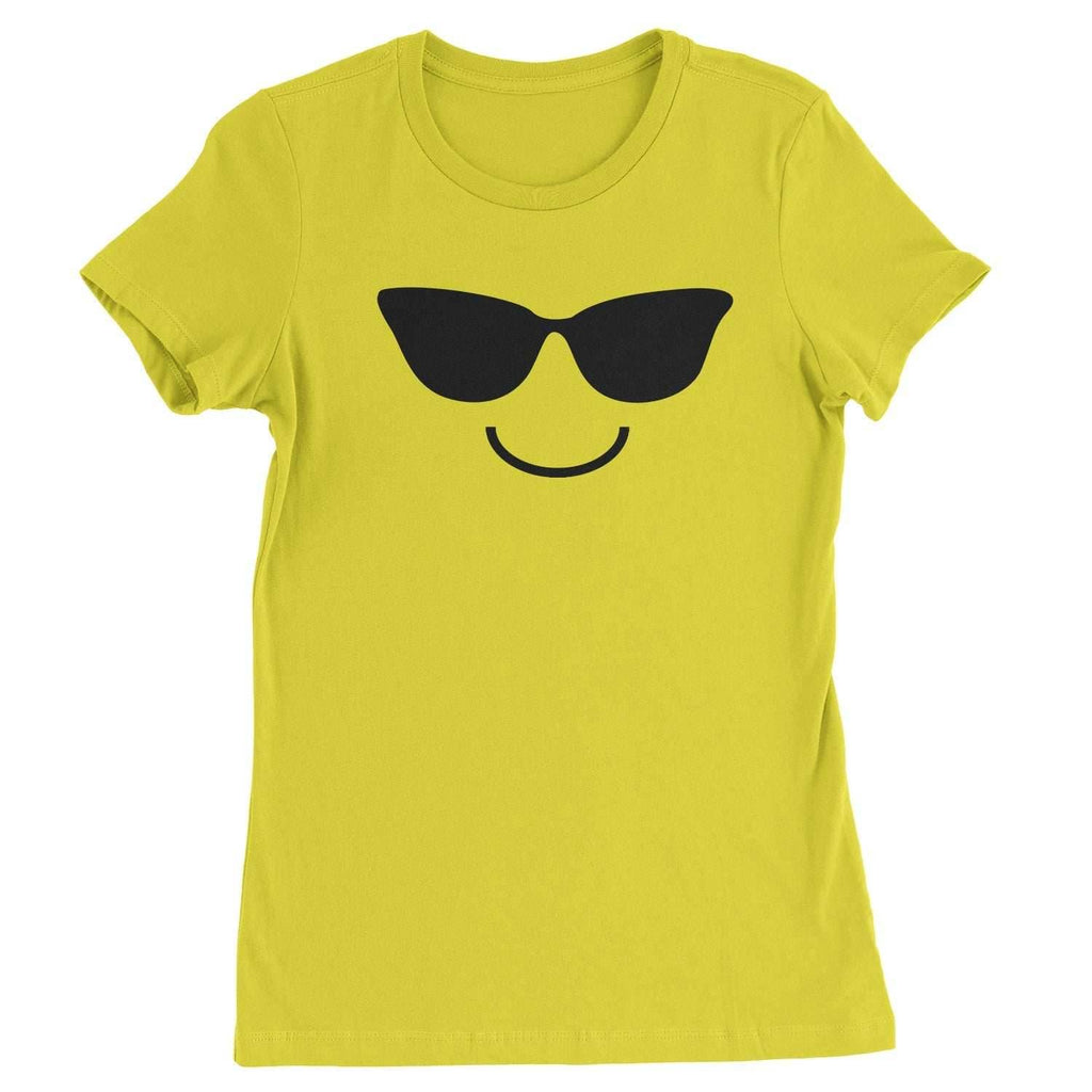 Emoticon Sunglasses Smile Face Womens T-shirt - Yellow / Womens X-Small