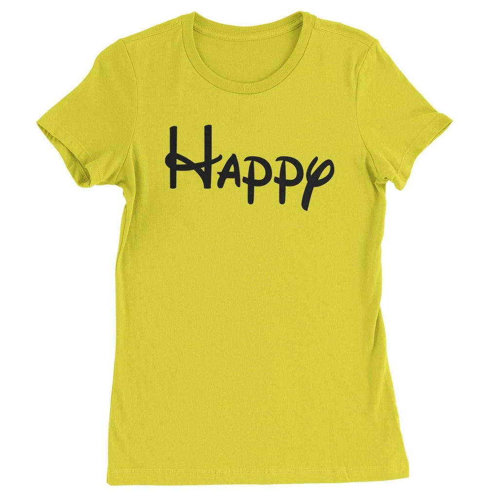 Happy - 7 Dwarfs Costume Womens T-shirt - Yellow / Womens X-Small