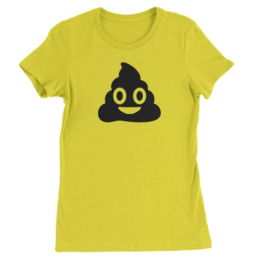 Emoticon Poop Face Smile Face Womens T-shirt - Yellow / Womens X-Small