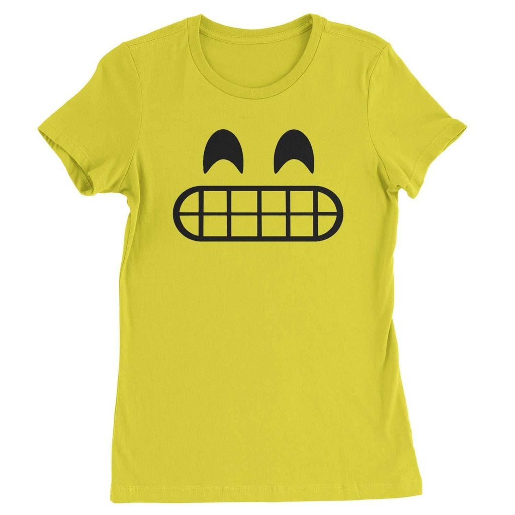Emoticon Grinning Smile Face Womens T-shirt - Yellow / Womens X-Small