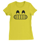 Emoticon Grinning Smile Face Womens T-shirt - Yellow / Womens X-Small
