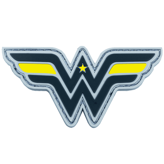 DL4-09 Wonder Woman inspired Women in Law Enforcement Thin Gold Line 911 Emergency Dispatcher Patch hook and loop back PVC yellow - 