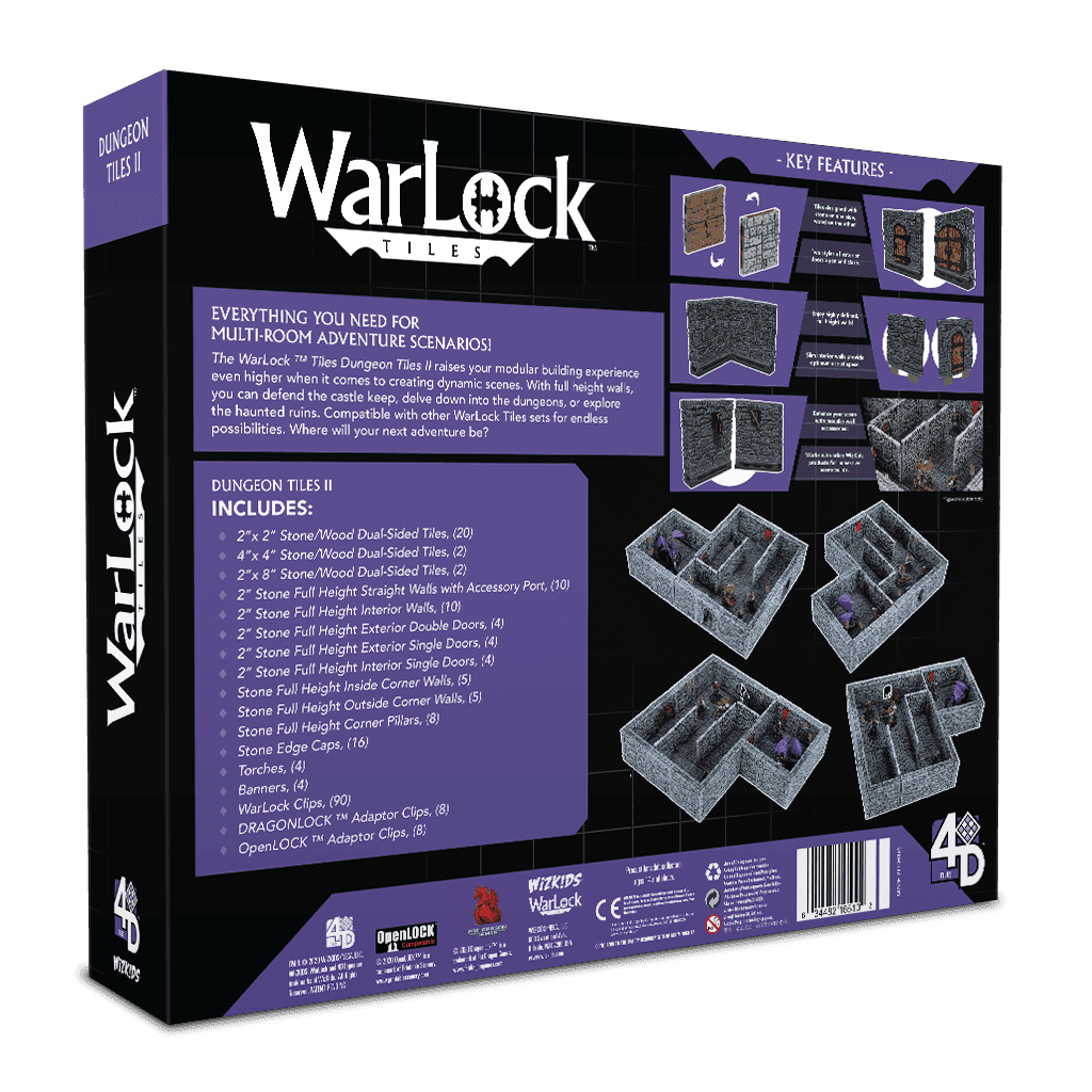 WarLock Tiles: Dungeon Tiles II – Full Height Stone Walls - 