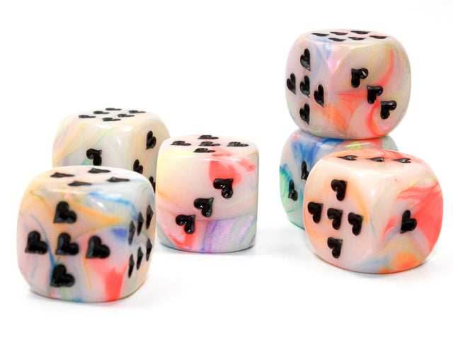 Heart Pips 16MM d6 | 7 Color Options | Multipack Options - Festive Circus: 5-Pack