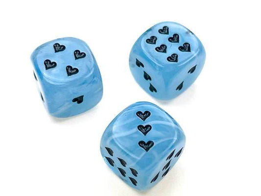 Heart 16mm Cirrus® w/pips Light Blue/black d6 - 
