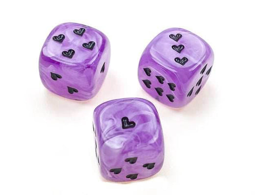 Heart 16mm Cirrus® w/pips Purple/black d6 | Heart Dice - 