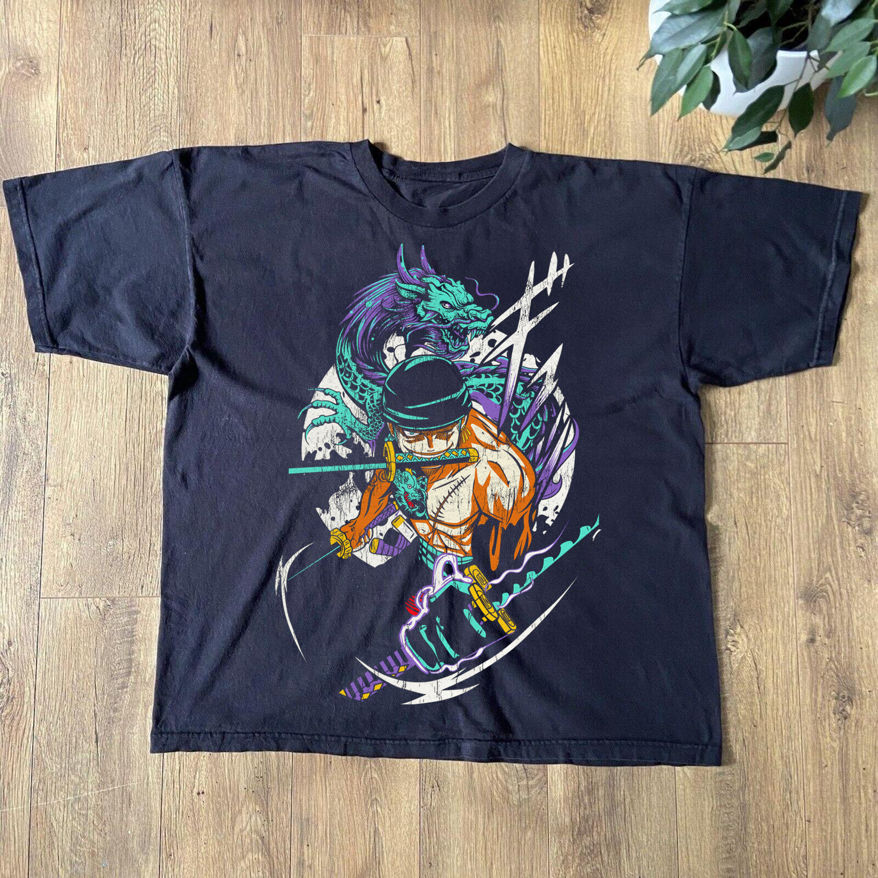 Roronoa Zoro 'Dragon Damnation' Black Anime T-Shirt