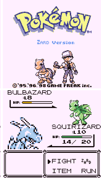 Pokemon Zard Version GBC Video Game Gameboy Color ROM Hack