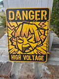 Zenitsu “High Voltage” HueForge Door Poster – Demon Slayer Anime Wall Art