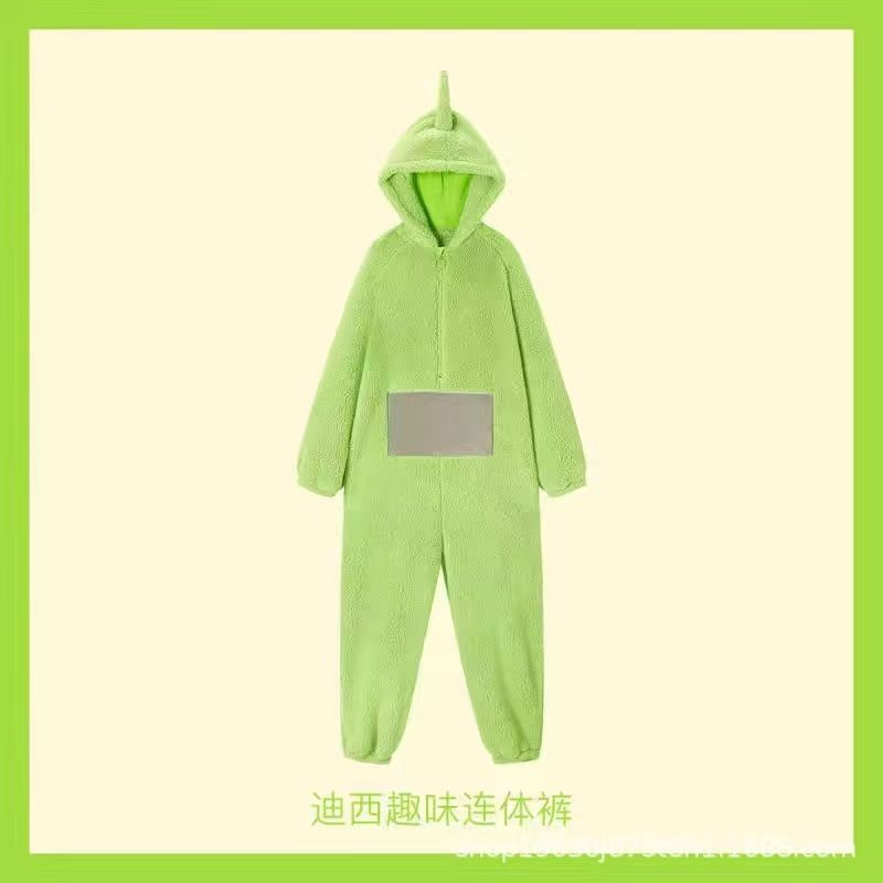 A-home 4 Colors Teletubbies Cosplay For Adult Funny Tinky Winky Anime Dipsy Laa-laa Po Soft Long Sleeves Piece Pajamas Costume