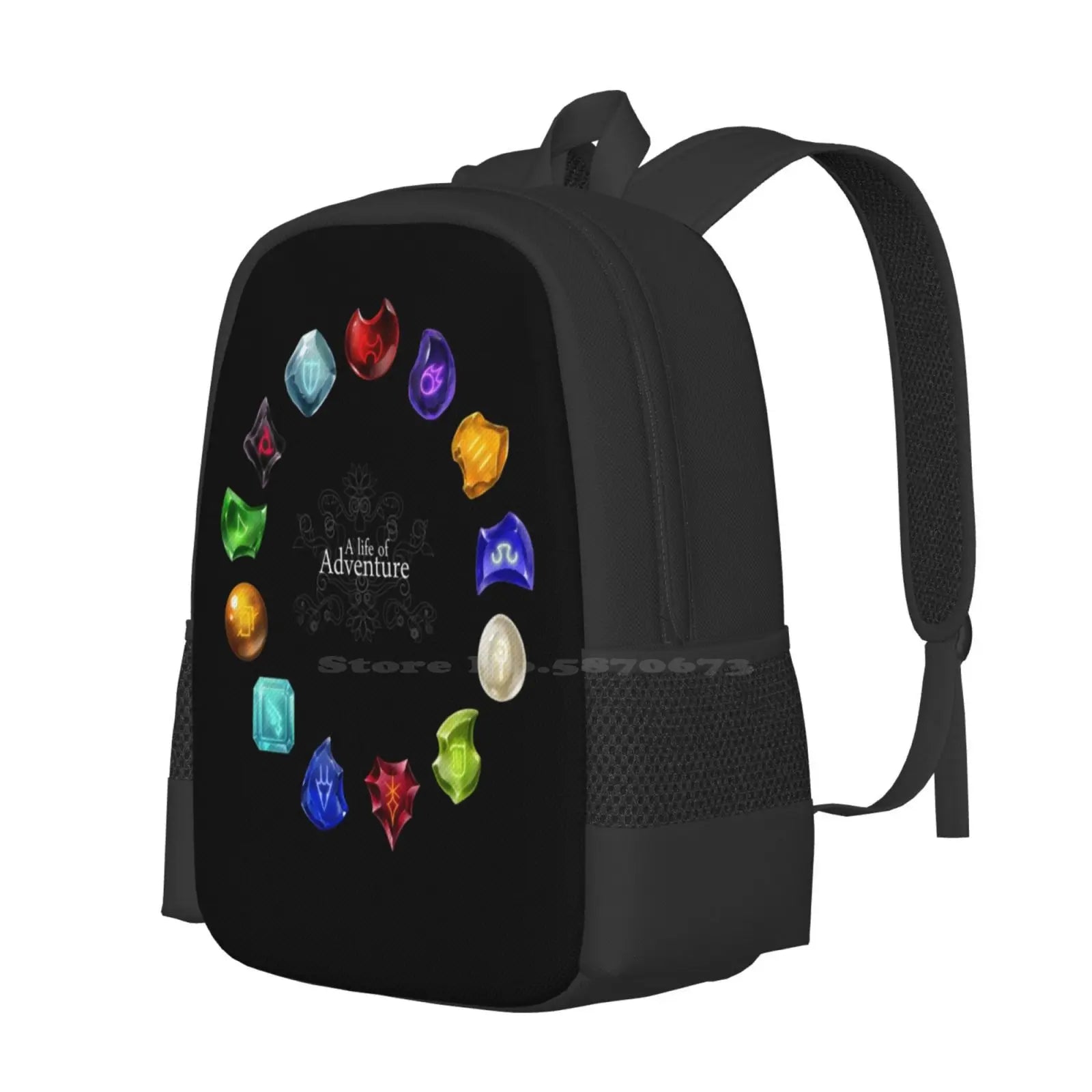 A Life Of Adventure Fashion Pattern Design Travel Laptop School Backpack Bag Ffxiv Final Fantasy Xiv Mmo Game Crystals Gems A