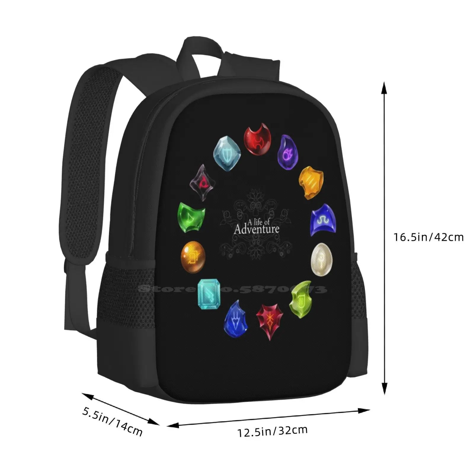 A Life Of Adventure Fashion Pattern Design Travel Laptop School Backpack Bag Ffxiv Final Fantasy Xiv Mmo Game Crystals Gems A