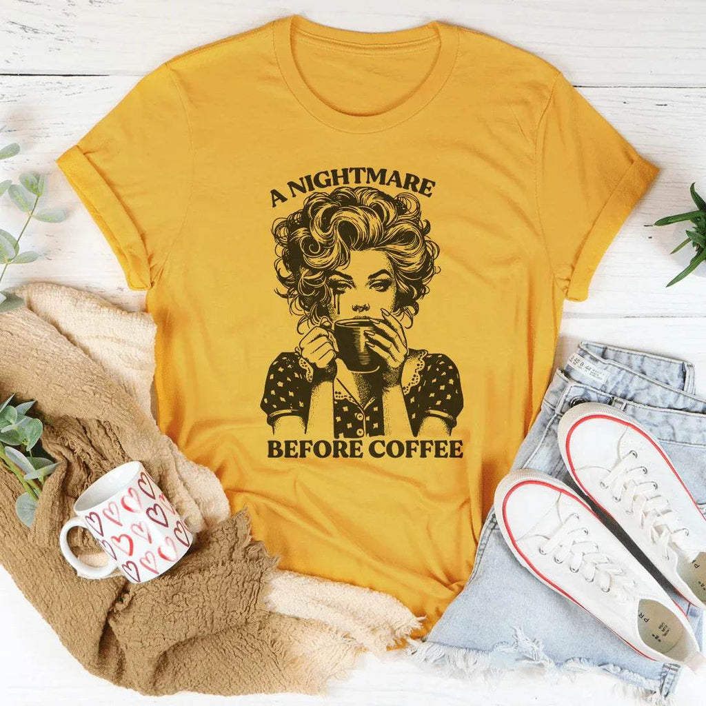 A Nightmare Before Coffee Tee - Mustard / S