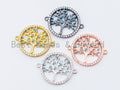 Turquoise CZ Micro Pave Round Tree Connector, Cubic Zirconia Tree Connector for Bracelet Necklace Earrings,  Sku#E204C