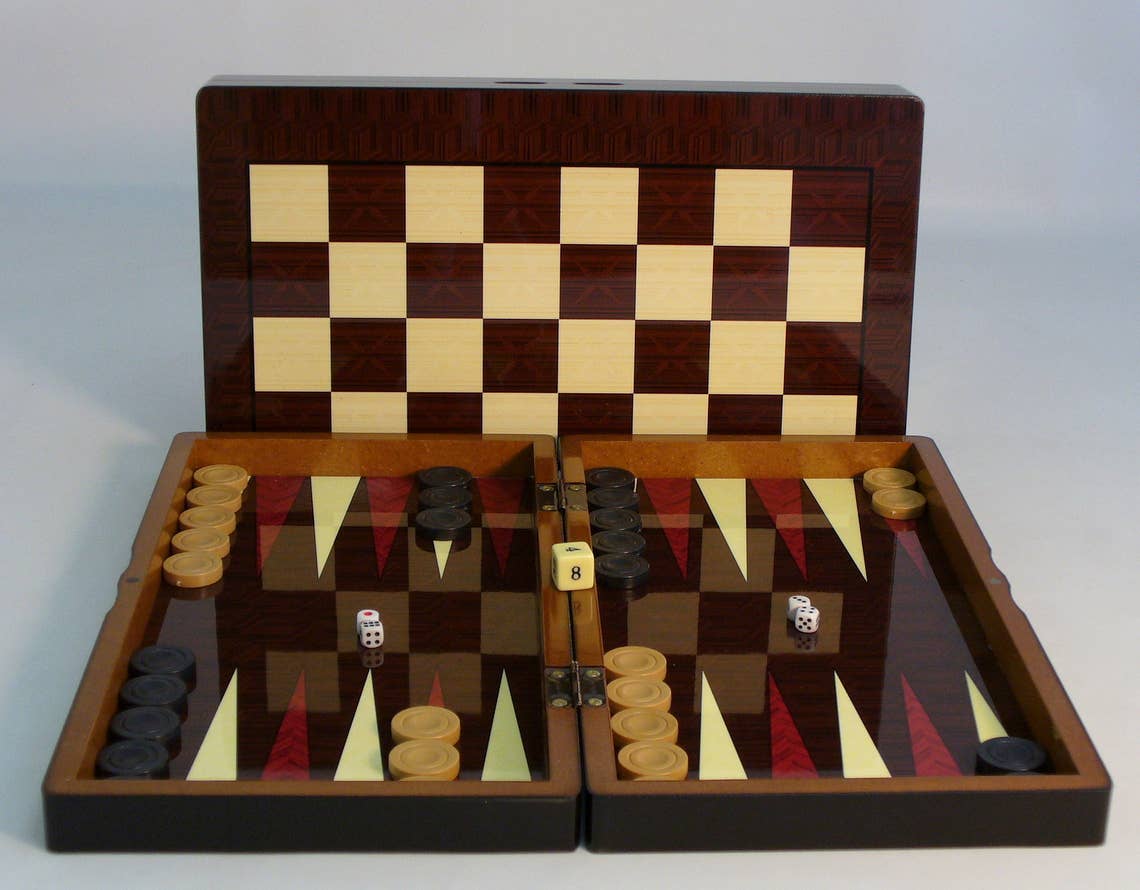 Backgammon- 15" Simple Wood Grain Backgammon Set