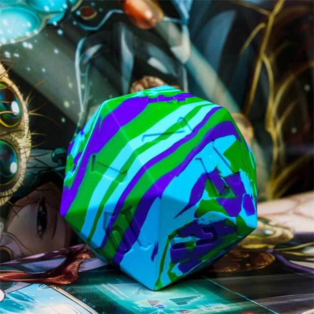 Large Wonderland Blue/Green Silicone d20 Dice 55mm | RPG Dice Novelty Piece - 