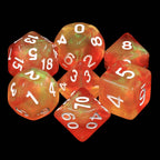 Walking the Sun Orange/Yellow Glitter 7-Dice Set by HendgaDice - 