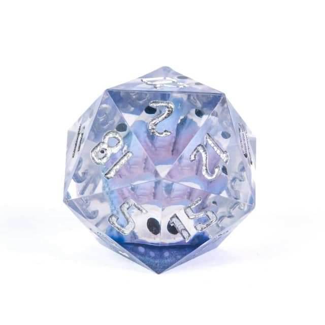 Purple Beholder 22mm D20 DND Roll a D20 Dice Handmade Sharp Resin - 