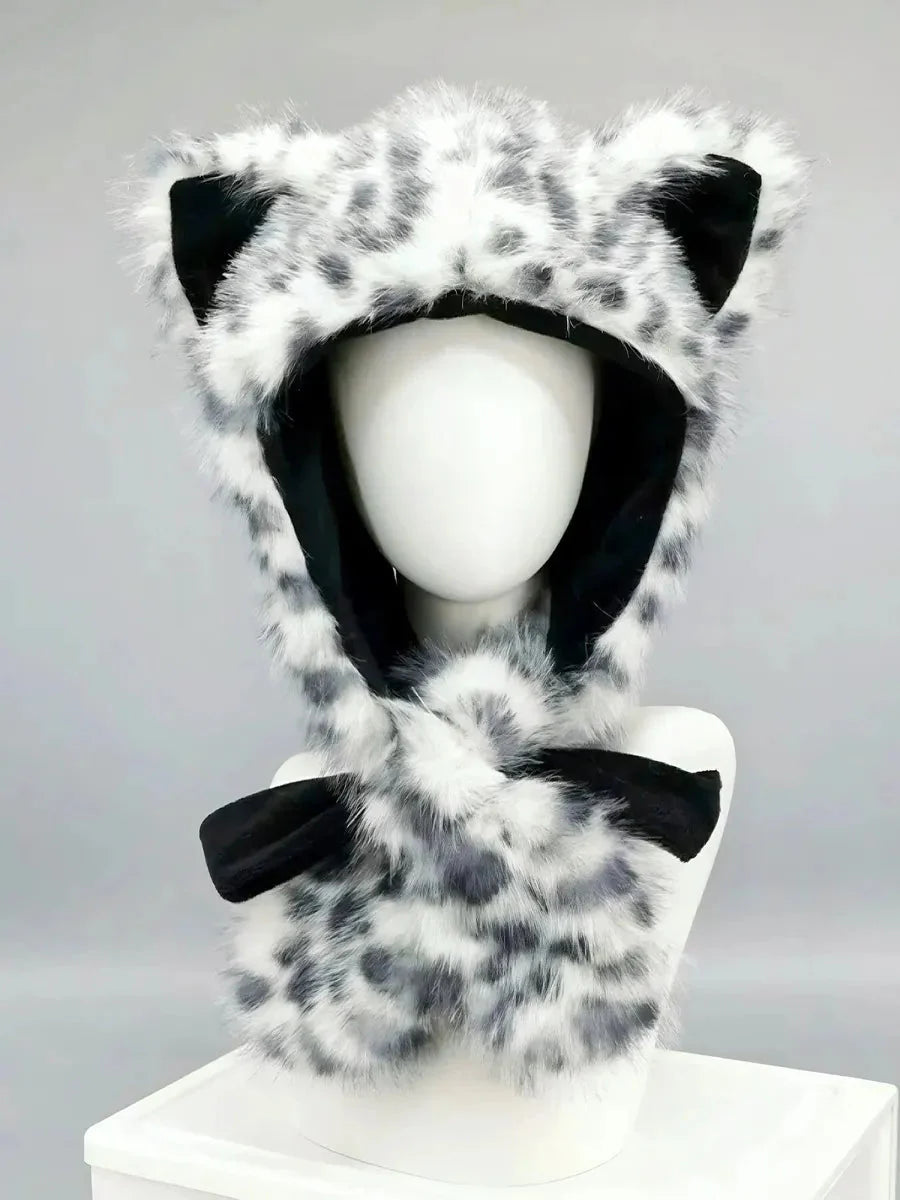 'Snow Leopard' Cheetah Pattern Furry Hat