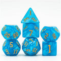 Blue Macaron 7-Dice Blend Set w/Gold Numbers - 