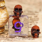 Orange Skull Dice | Clear RPG 7-Dice Set w/ Purple Numbers - 