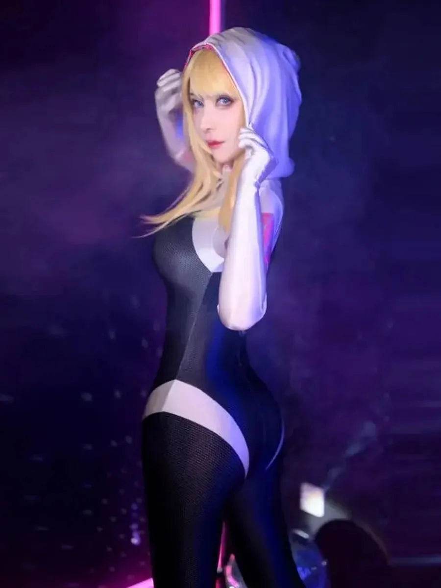 'Ghost City' Gwen Cosplay Sexy Tights Bodysuit - S / grey