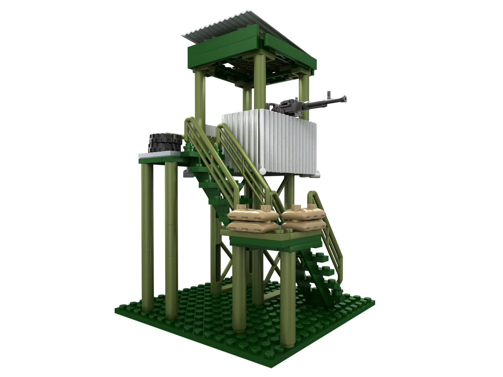 Guard Tower With .50 Cal - Green - Mil-Blox