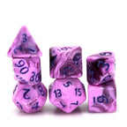Warlock's Pain 7-Dice Set Purple & Light Purple w/Purple Numbers Dnd Dice Set - 