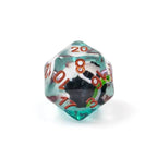 Bamboo Panda on Blue Glitter 7-Dice Set w/Copper Numbers Dnd Dice Set - 